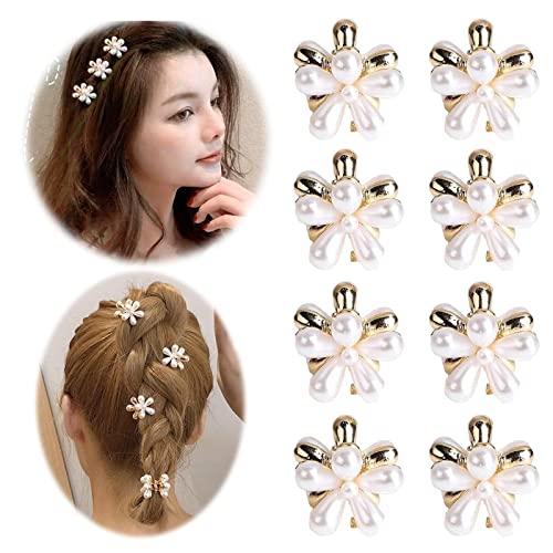 1 x modische Mini-Perlen-Haarklammern für Damen, koreanische kleine Blumen-Clips, Haar-Set, Party-Accessoires für Frauen von LQQDREX