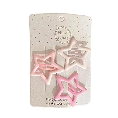 3 Stück/Set neue Mädchen Mode rosa Farbe geometrische Sterne Ornament rosa Haarspangen Haarnadeln Erwachsene Haar Damen Accessoires süß von LQQDREX