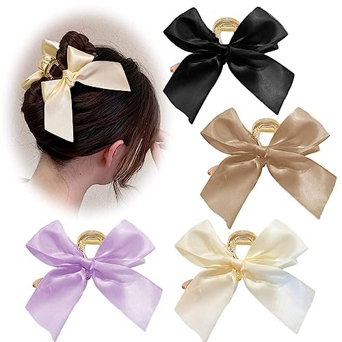 Mode Koreanische Neue Große Bogen Haar Klauen Doppelseitige Weiß Kopfbedeckung Bow-Knot Satin Ele T1J5 Clip Haar Süße Frauen Zubehör Haar von LQQDREX