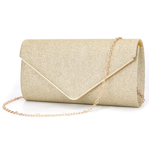 LQSCJS Clutch Damen Abendtasche Damen Umschlag Clutch, Elegante Abendtasche Damen Clutch Damen Umschlag Clutch Elegant Abendtasche für Hochzeit, Party, Bankett (Gold) von LQSCJS