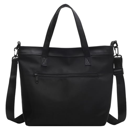 LQSCJS Damen Handtaschen Schultertasche, Wasserdicht Handtasche Damen Groß Handtasche Nylon, Wasserdichte Umhängetasche mit Reißverschluss für Shopper Schule Lässige Reisen, Schwarz von LQSCJS