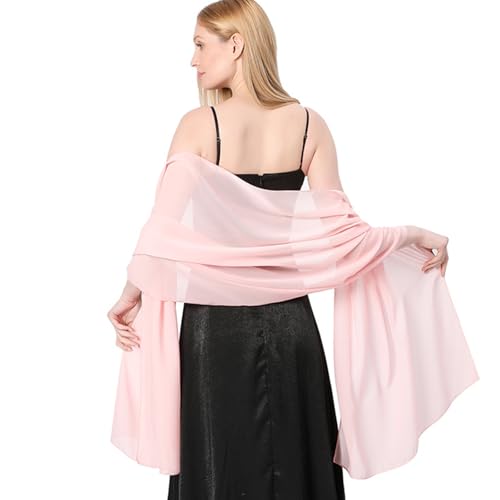 LQSCJS Stola Damen Halstuch Chiffon, 200 x 70cm Stola damen Festlich Chiffon Schal Shawl Multifunktionstuch Leicht für Abendkleid oder Brautkleid Hochzeit Scarf, Rosa von LQSCJS