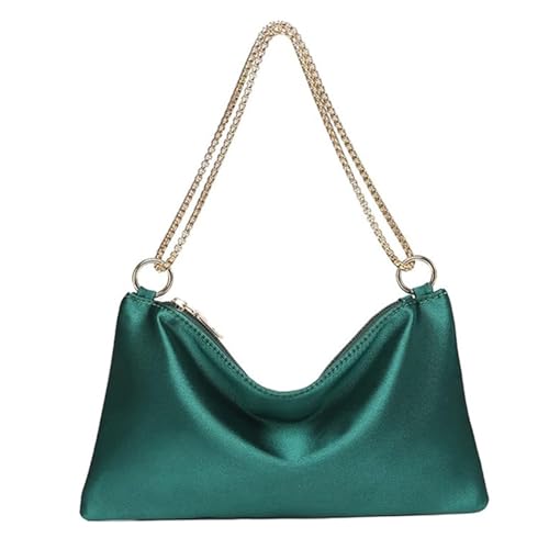LQSCJS Umhängetasche Damen Handtasche, Satin Umhängetasche Tasche, Seide Umhängetasche Damen, Handtasche Vintage für Frauen Dating Reisen Party Einkaufe (Grün) von LQSCJS