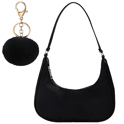 LQSCJS Umhängetasche Damen Handtasche, Umhängetasche Tasche, y2k Shoulder Bag, 90er Jahre Umhängetasche Damen, Handtasche Vintage für Frauen Dating Reisen Party Einkaufe, Schwarz von LQSCJS