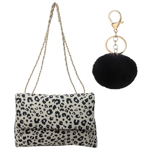 LQSCJS Umhängetasche Damen Handtasche, Umhängetasche Tasche, y2k Shoulder Bag, 90er Jahre Umhängetasche Damen für Frauen Dating Reisen Party Einkaufe, Weiß Leopardenprint von LQSCJS