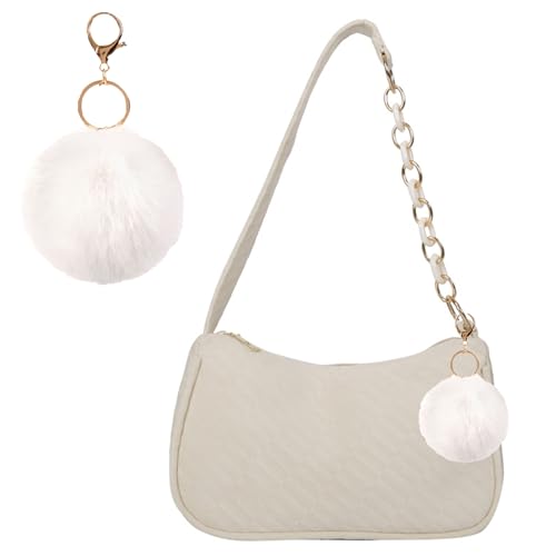 LQSCJS Umhängetasche Damen Handtasche, y2k Shoulder Bag, Beige Handtasche 90er Jahre Umhängetasche Damen, Handtasche Vintage für Frauen Dating Reisen Party Einkaufe, Beige von LQSCJS