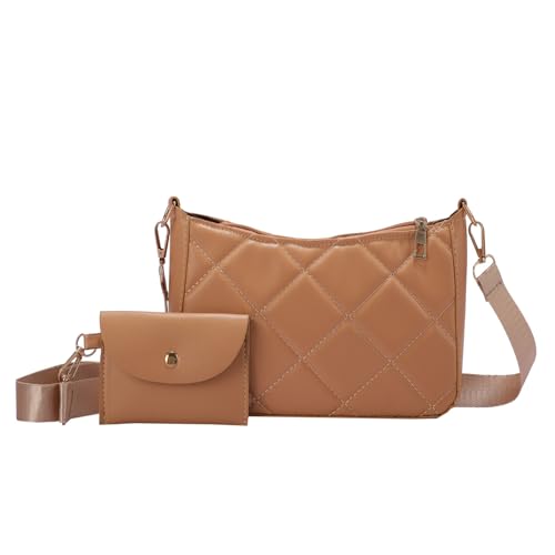 LQSCJS Umhängetasche für Damen, Leder Crossbody Bag Umhängetasche Damen Handtasche, Umhängetasche Tasche Mit Münztasche, für Frauen Dating Reisen Party Einkaufe, Braun von LQSCJS