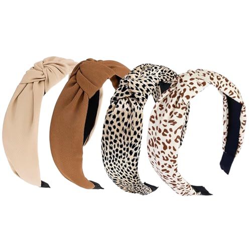 4 Stück Stirnbänder für Damen,Vintage Haarband,Rutschfest Haarband Leopardenmuster Haarreifen Haarbänder Damen für Mädchen Frauen Damen (Farbe A, Einheitsgröße) von LQTSLFM