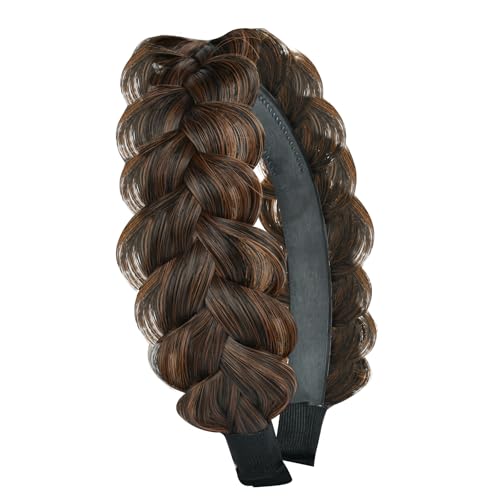 Haarreifen Geflochten,Hairband Braided Hairpiece,Geflochtenes Haarband,Damen Haarreif,Headband High Elasticity Braids Braided Hair Band Hairpiece for Girls Women (Braun, Normal) von LQTSLFM