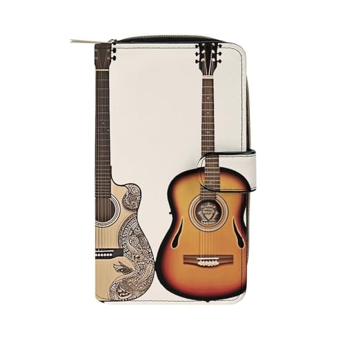 LQWOK Brieftasche, bedruckte Geldbörse, Reisebrieftasche, strapazierfähige Brieftasche, tragbare Geldbörse, Universalgeldbörse, Ledergeldbörse, Gitarre, 19,7 x 11 x 3,5 cm, modern, gitarre, von LQWOK