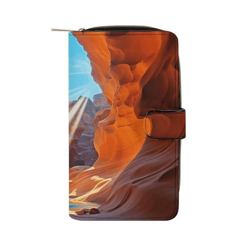 LQWOK Geldbörse, Antelope Canyon bedruckte Geldbörse, Reisebrieftasche, strapazierfähige Geldbörse, tragbare Geldbörse, Universalgeldbörse, Ledergeldbörse, Antelope Canyon, 19,7 x 11 x 3,5 cm, modern, von LQWOK