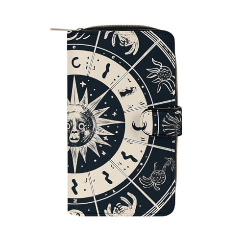 LQWOK Geldbörse, Astrologisches Zeichen, bedruckte Geldbörse, Reisebrieftasche, strapazierfähige Brieftasche, tragbare Geldbörse, Universalgeldbörse, Ledergeldbörse, Sternzeichen, 19,7 x 11 x 3,5 cm, von LQWOK