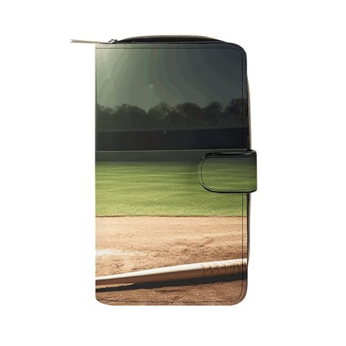 LQWOK Geldbörse, Baseball-Sportplatz, bedruckt, Reise-Geldbörse, strapazierfähige Geldbörse, tragbare Geldbörse, Universalgeldbörse, Ledergeldbörse, Baseball-Sportplatz, 19,7 x 11 x 3,5 cm, modern, von LQWOK