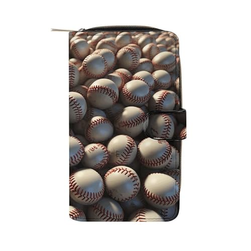 LQWOK Geldbörse, Baseball-bedruckte Geldbörse, Reise-Geldbörse, strapazierfähige Geldbörse, tragbare Geldbörse, Universalgeldbörse, Ledergeldbörse, Baseball, 19,7 x 11 x 3,5 cm, modern, baseball, von LQWOK