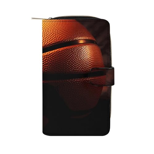 LQWOK Geldbörse, Basketball-Hintergrund, bedruckte Geldbörse, Reise-Brieftasche, strapazierfähige Geldbörse, tragbare Brieftasche, Universal-Geldbörse, Ledergeldbörse, Basketball-Hintergrund, 19,7 x von LQWOK