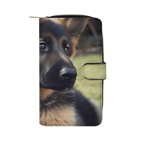 LQWOK Geldbörse, Deutscher Schäferhund, Welpe, bedruckte Geldbörse, Reise-Geldbörse, strapazierfähige Geldbörse, tragbare Geldbörse, Universalgeldbörse, Ledergeldbörse, Deutscher Schäferhund, Welpe, von LQWOK