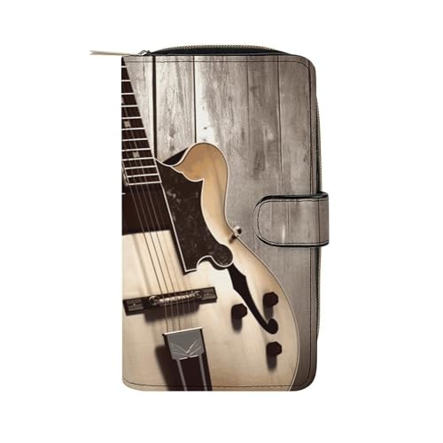 LQWOK Geldbörse, Gitarrenbilder, bedruckte Brieftasche, Reise-Brieftasche, strapazierfähige Brieftasche, tragbare Brieftasche, Universalgeldbörse, Ledergeldbörse, Gitarrenbilder, 19,7 x 11 x 3,5 cm, von LQWOK