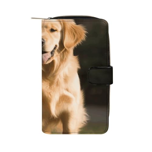 LQWOK Geldbörse, Golden Retriever Hund, bedruckt, Reise-Geldbörse, strapazierfähige Geldbörse, tragbare Geldbörse, Universalgeldbörse, Ledergeldbörse, Golden Retriever Hund, 19,7 x 11 x 3,5 cm, von LQWOK