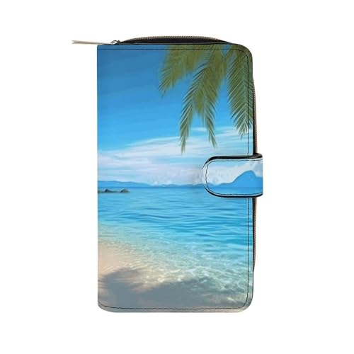 LQWOK Geldbörse, Hawaii-Strand-bedruckte Geldbörse, Reise-Geldbörse, strapazierfähige Geldbörse, tragbare Geldbörse, Universalgeldbörse, Ledergeldbörse, Hawaii-Strand, 19,7 x 11 x 3,5 cm, modern, von LQWOK