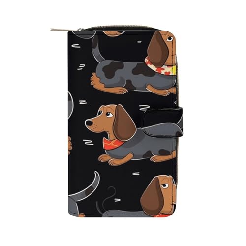 LQWOK Geldbörse, Hunde-Dackel, bedruckt, Reise-Geldbörse, strapazierfähige Geldbörse, tragbare Geldbörse, Universalgeldbörse, Ledergeldbörse, Hundedackel, 19,7 x 11 x 3,5 cm, modern, Hundedackel, von LQWOK