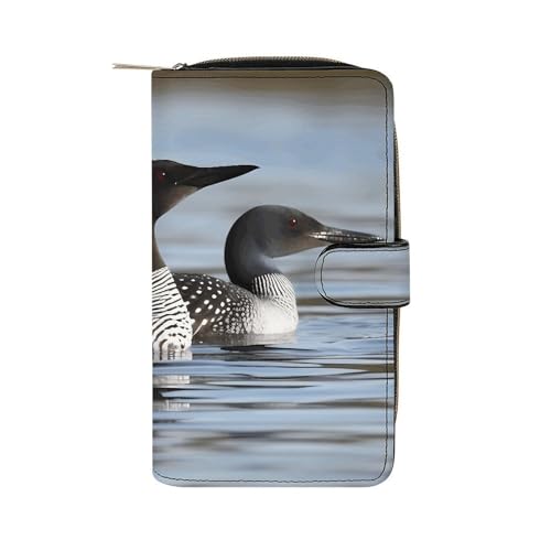 LQWOK Geldbörse, Loon Birds bedruckte Geldbörse, Reise-Geldbörse, strapazierfähige Geldbörse, tragbare Geldbörse, Universalgeldbörse, Ledergeldbörse, Loon Birds, 19,7 x 11 x 3,5 cm, modern, Loon von LQWOK