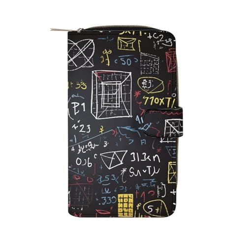 LQWOK Geldbörse, Mathematik und Physik, bedruckt, Reise-Brieftasche, strapazierfähige Geldbörse, tragbare Geldbörse, Universalgeldbörse, Ledergeldbörse, Mathematik und Physik, 19,7 x 11 x 3,5 cm, von LQWOK
