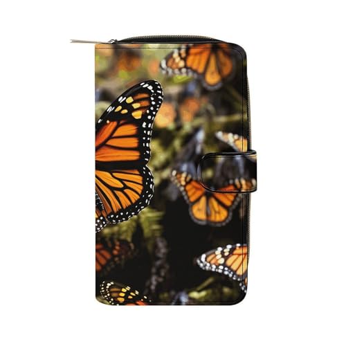 LQWOK Geldbörse, Monarch-Schmetterlinge, bedruckte Geldbörse, Reise-Geldbörse, strapazierfähige Geldbörse, tragbare Geldbörse, Universalgeldbörse, Ledergeldbörse, Monarch-Schmetterlinge, 19,7 x 11 x von LQWOK