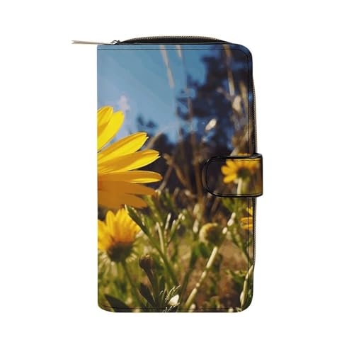 LQWOK Geldbörse, Motiv: Blume unter der Sonne, bedruckte Geldbörse, Reise-Brieftasche, strapazierfähige Brieftasche, universelle Geldbörse, Ledergeldbörse, Blume unter der Sonne, 19,7 x 11 x 3,5 cm, von LQWOK