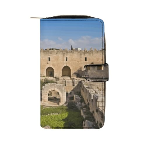 LQWOK Geldbörse, Motiv: Der Turm von David, bedruckte Geldbörse, Reisebrieftasche, strapazierfähige Geldbörse, tragbare Geldbörse, Universalgeldbörse, Ledergeldbörse, The Tower of David, 19,7 x 11 x von LQWOK