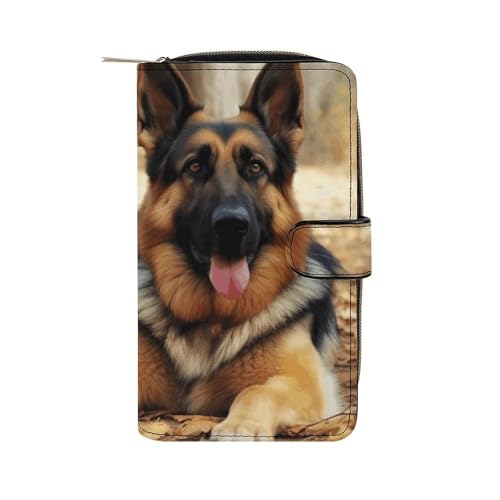 LQWOK Geldbörse, Motiv: Deutscher Schäferhund, Reise-Geldbörse, strapazierfähige Geldbörse, tragbare Geldbörse, Universalgeldbörse, Ledergeldbörse, Deutscher Schäferhund, 19,7 x 11 x 3,5 cm, modern, von LQWOK