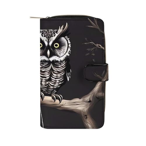 LQWOK Geldbörse, Motiv: späte Nacht, Eule, Reise-Geldbörse, strapazierfähige Geldbörse, tragbare Geldbörse, Universalgeldbörse, Ledergeldbörse, späte Nachteule, 19,7 x 11 x 3,5 cm, modern, Late Night von LQWOK
