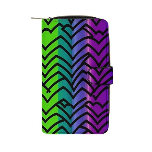 LQWOK Geldbörse, Pride Regenbogen-Muster, bedruckte Geldbörse, Reise-Geldbörse, strapazierfähige Geldbörse, Universalgeldbörse, Ledergeldbörse, Stolz-Regenbogen-Muster, 19,7 x 11 x 3,5 cm, modern, von LQWOK