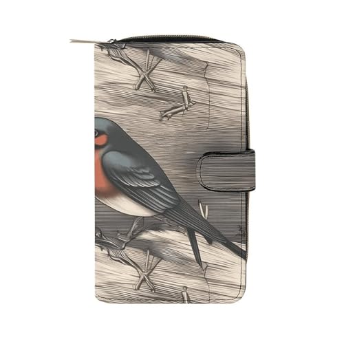 LQWOK Geldbörse, Scheunenschwalbe in Graphit, bedruckt, Reise-Geldbörse, strapazierfähige Geldbörse, tragbare Geldbörse, Universalgeldbörse, Ledergeldbörse, Scheunenschwalbe in Graphit, 19,7 x 11 x von LQWOK