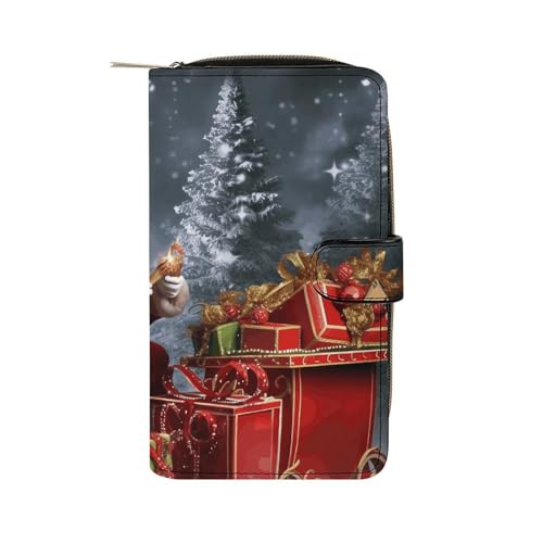 LQWOK Geldbörse, Weihnachtsmanngeschenk, bedruckte Geldbörse, Reise-Geldbörse, strapazierfähige Geldbörse, tragbare Geldbörse, Universalgeldbörse, Ledergeldbörse, Weihnachtsgeschenk, 19,7 x 11 x 3,5 von LQWOK