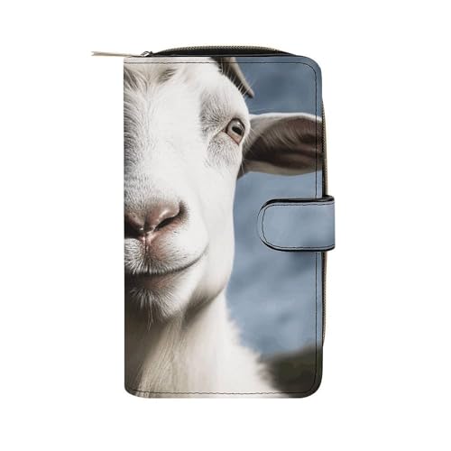 LQWOK Geldbörse, Ziegen-bedruckt, Reisebrieftasche, strapazierfähige Geldbörse, tragbare Geldbörse, Universalgeldbörse, Ledergeldbörse, Ziege, 19,7 x 11 x 3,5 cm, modern, Ziege, 19.7x11x3.5cm, Modern von LQWOK