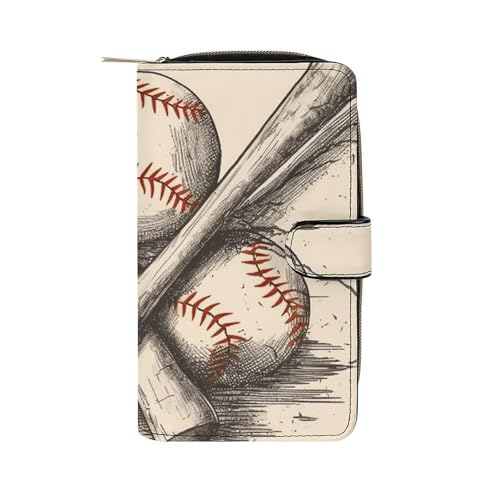 LQWOK Geldbörse, handgezeichnete Baseballschläger bedruckte Geldbörse, Reise-Geldbörse, strapazierfähige Brieftasche, tragbare Geldbörse, Universalgeldbörse, Ledergeldbörse, handgezeichnete von LQWOK