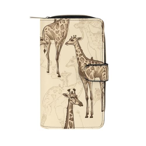 LQWOK Geldbörse, handgezeichnete Giraffen, bedruckte Geldbörse, Reisebrieftasche, strapazierfähige Brieftasche, tragbare Geldbörse, Universalgeldbörse, Ledergeldbörse, handgezeichnete Giraffen, 19,7 x von LQWOK