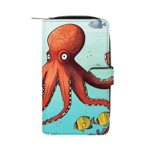 LQWOK Geldbörse, riesige Oktopus-bedruckte Geldbörse, Reise-Geldbörse, strapazierfähige Geldbörse, tragbare Geldbörse, Universalgeldbörse, Ledergeldbörse, riesiger Oktopus, 19,7 x 11 x 3,5 cm, modern, von LQWOK