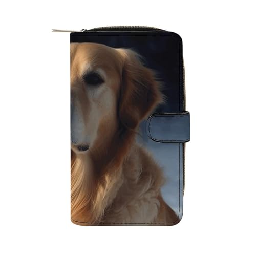 LQWOK Geldbörse mit Golden Retriever-Motiv, Reise-Geldbörse, strapazierfähige Geldbörse, tragbare Geldbörse, Universalgeldbörse, Ledergeldbörse, Golden Retriever, 19,7 x 11 x 3,5 cm, modern, Golden von LQWOK