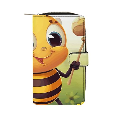 LQWOK Geldbörse mit Honigbeem-Motiv, Reise-Brieftasche, langlebig, tragbar, Universalgeldbörse, Ledergeldbörse, Honig-Bienen, 19,7 x 11 x 3,5 cm, modern, Honey Beem, 19.7x11x3.5cm, Modern von LQWOK