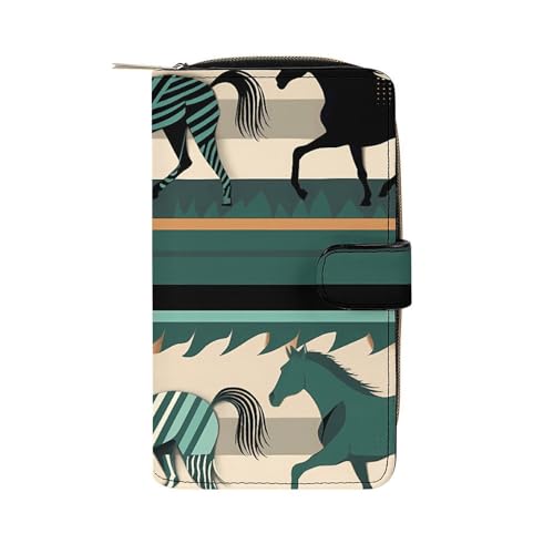 LQWOK Geldbörse mit Pferdestreifenmuster, bedruckte Geldbörse, Reise-Geldbörse, strapazierfähige Geldbörse, tragbare Geldbörse, Universalgeldbörse, Ledergeldbörse, Pferdestreifenmuster, 19,7 x 11 x von LQWOK