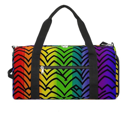 Turnbeutel, bedruckter Turnbeutel mit Regenbogen-Muster, mit Reißverschluss, Reise-Turnbeutel, Turnbeutel mit Fächern, Stolz-Regenbogen-Muster, Einheitsgröße, stilvoll, Pride Regenbogenmuster, von LQWOK