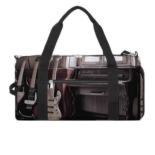 Turnbeutel mit Musikinstrumenten, bedruckt, mit Reißverschluss, Turnbeutel mit Fächern, Musikinstrumente, Einheitsgröße, stilvoll, Musikinstrumente, Einheitsgröße, Stilvoll von LQWOK