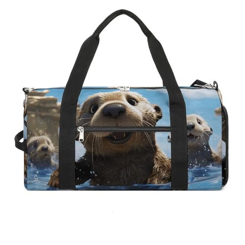 Turnbeutel mit hübschem Seeotter-Druck, bedruckt, Turnbeutel mit Reißverschluss, Reise-Turnbeutel, Turnbeutel mit Fächern, schöner Seeotter-Druck, Einheitsgröße, stilvoll, Schöner Seeotter-Druck, von LQWOK