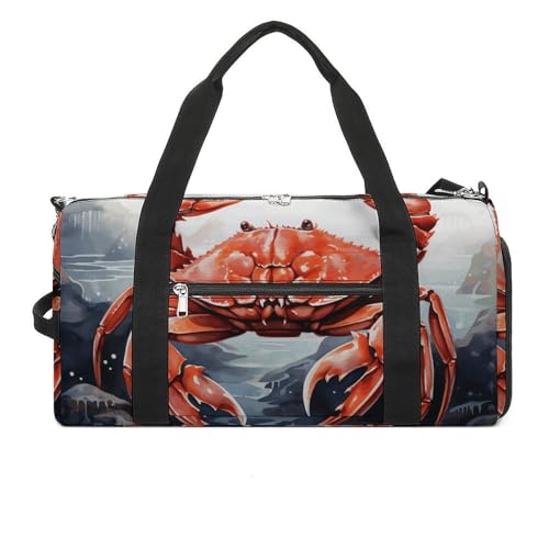 Turnbeutel mit rotem Krabbenmeer, bedruckt, Turnbeutel mit Reißverschluss, Reise-Turnbeutel, Turnbeutel mit Fächern, rotes Krabbenmeer, Einheitsgröße, stilvoll, Rotes Krabbenmeer, Einheitsgröße, von LQWOK