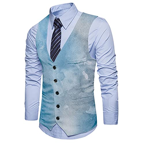 LQX Blazer Weste Herren Klassisch Slim Fit V-Ausschnitt Business Weste Herren Ärmellos Knopfleiste Basic Weste Herren Kreative Druck Urban Bankett Casual Weste Herren MJL-9 S von LQX