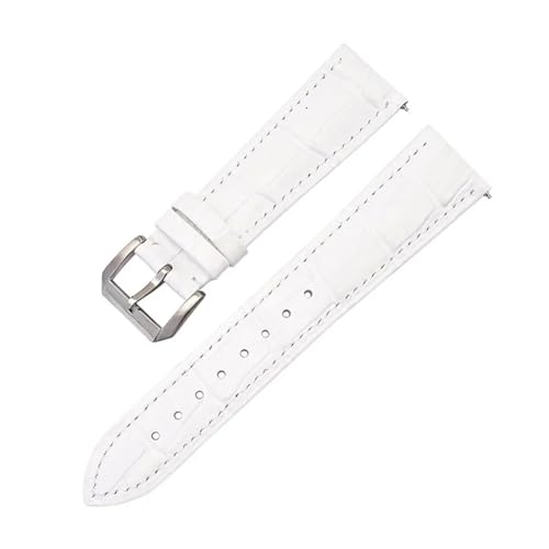 LQXHZ 12 13 14 15 16 17 18 19 21 20 22 24mm Echtlederarmband Herren Damen Schnellverschluss Smart Watch Band Armband(White,18mm) von LQXHZ