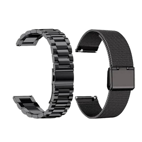 LQXHZ 14 16 18 20 22 24 Mm Schnellverschluss-Uhrenarmband Aus Edelstahl Und Milanaise, Ersatz For Wasserdichtes Uhrenarmband(2pcs-Black,24mm) von LQXHZ
