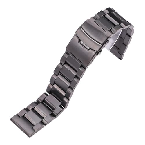 LQXHZ 18 20 22 24 Mm Uhrenarmbänder Armband Damen Gebürstetes Edelstahl Armbanduhr Armband Band Doppel Push-Faltschließe(Black,24mm) von LQXHZ
