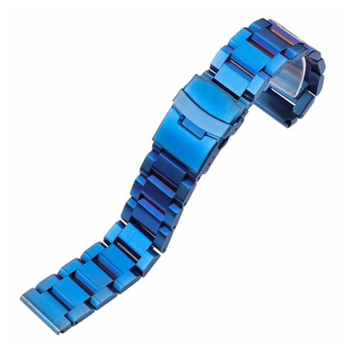 LQXHZ 18 20 22 24 Mm Uhrenarmbänder Armband Damen Gebürstetes Edelstahl Armbanduhr Armband Band Doppel Push-Faltschließe(Blue,18mm) von LQXHZ